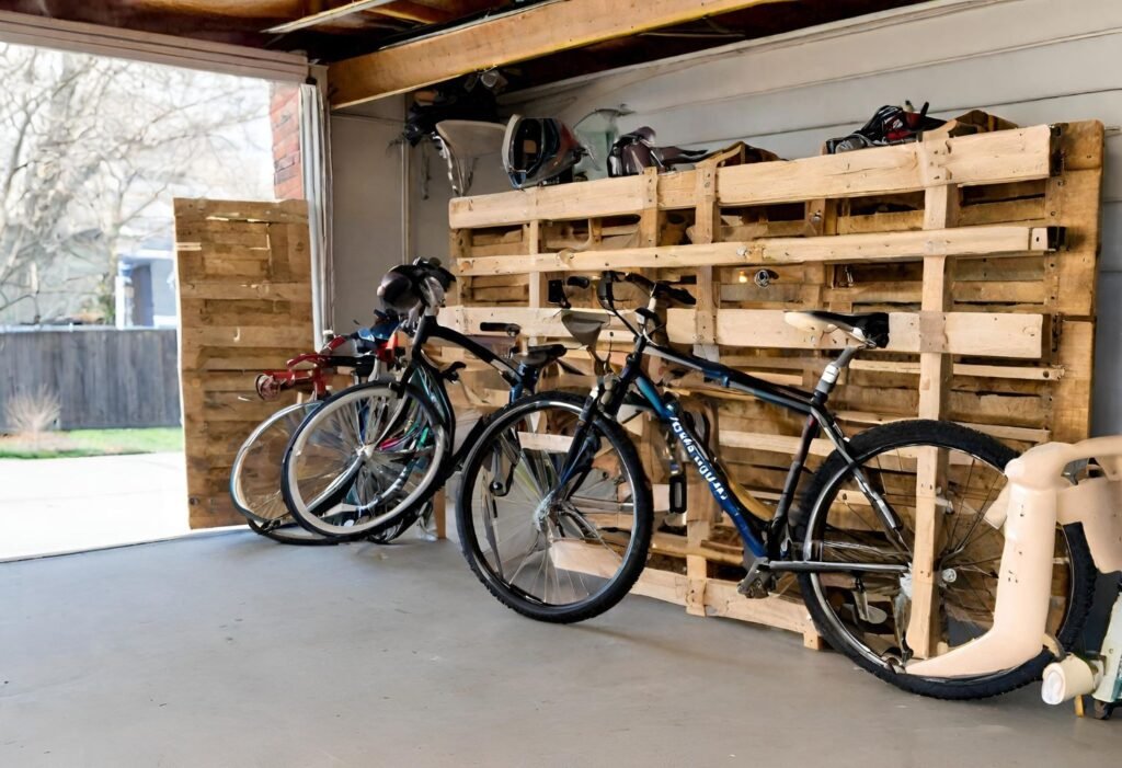 rustic bike storage in a garage