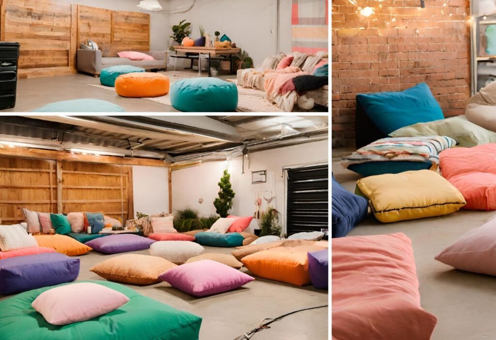 Cozy seating arrangement in garage