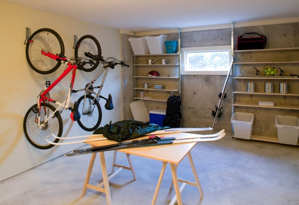 Garage with ceiling storage