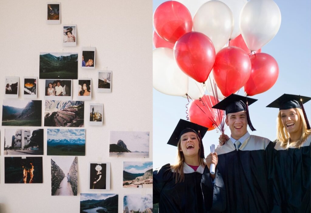 photo walls in garage for graduation