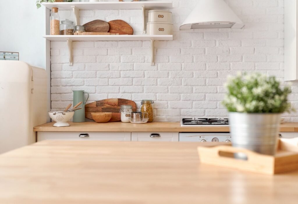 white themed kitchen in a garage