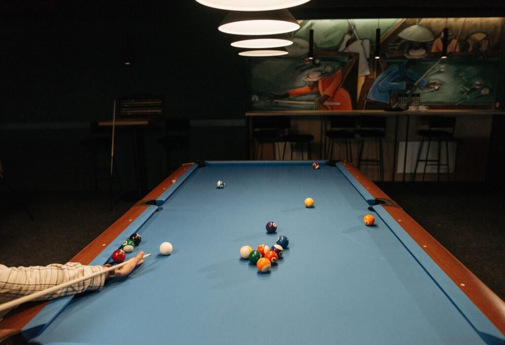 pool table in a garage