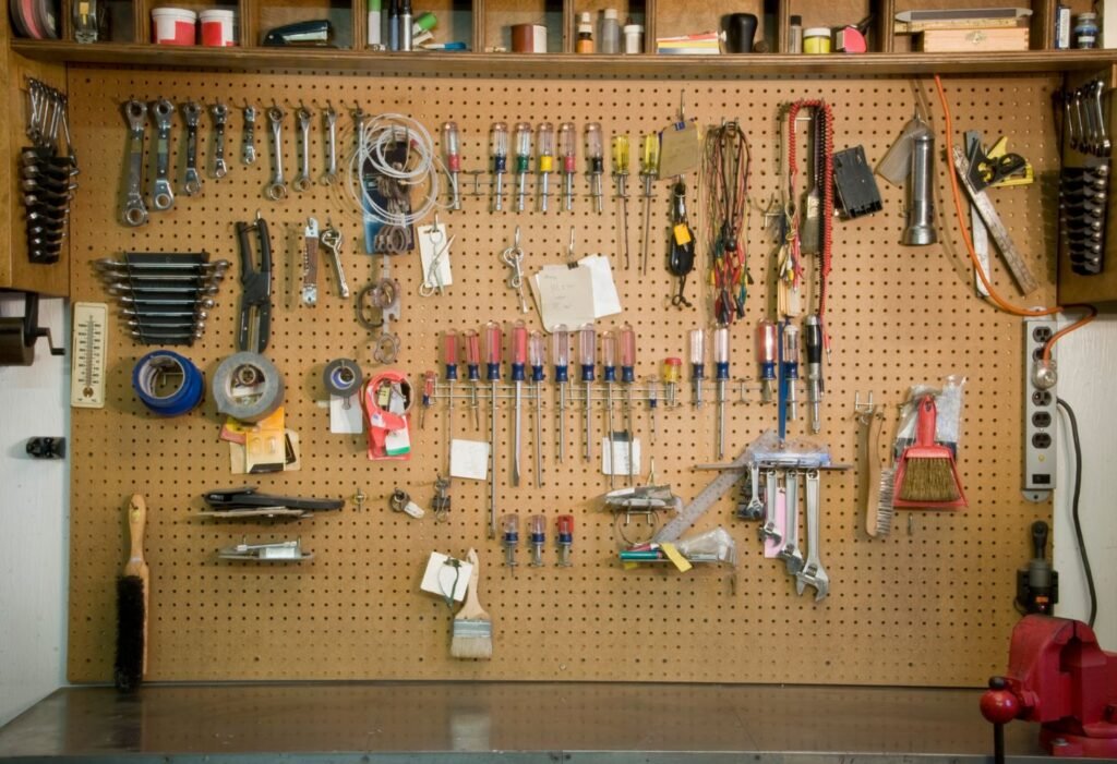 pegboard panel in a garage