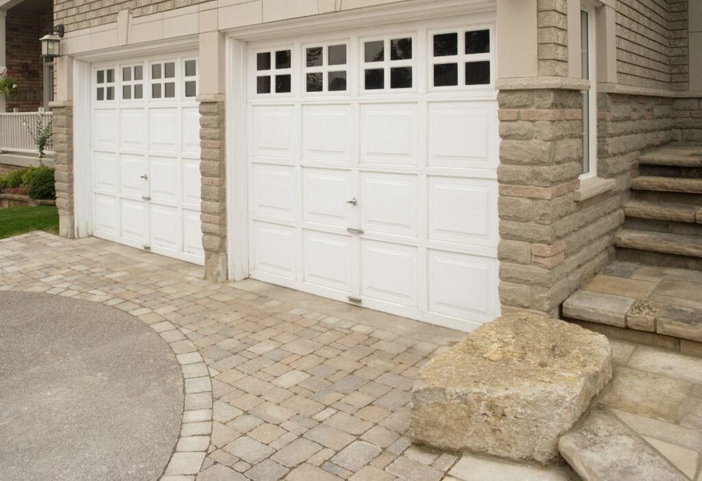 double garage door with screens