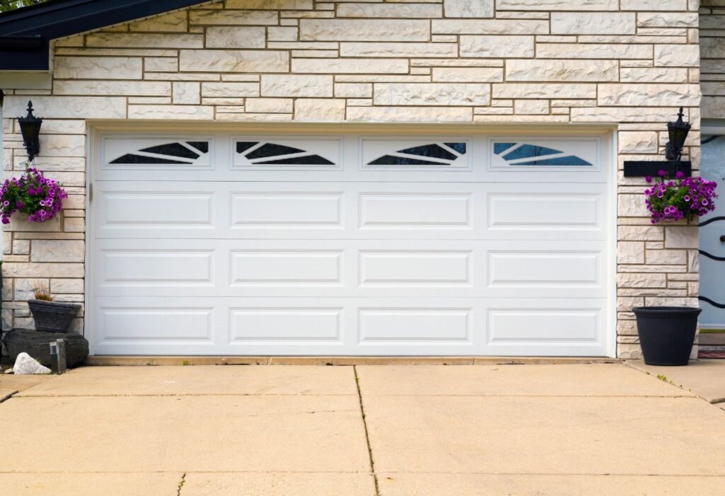 single garage door with aesthetic screens