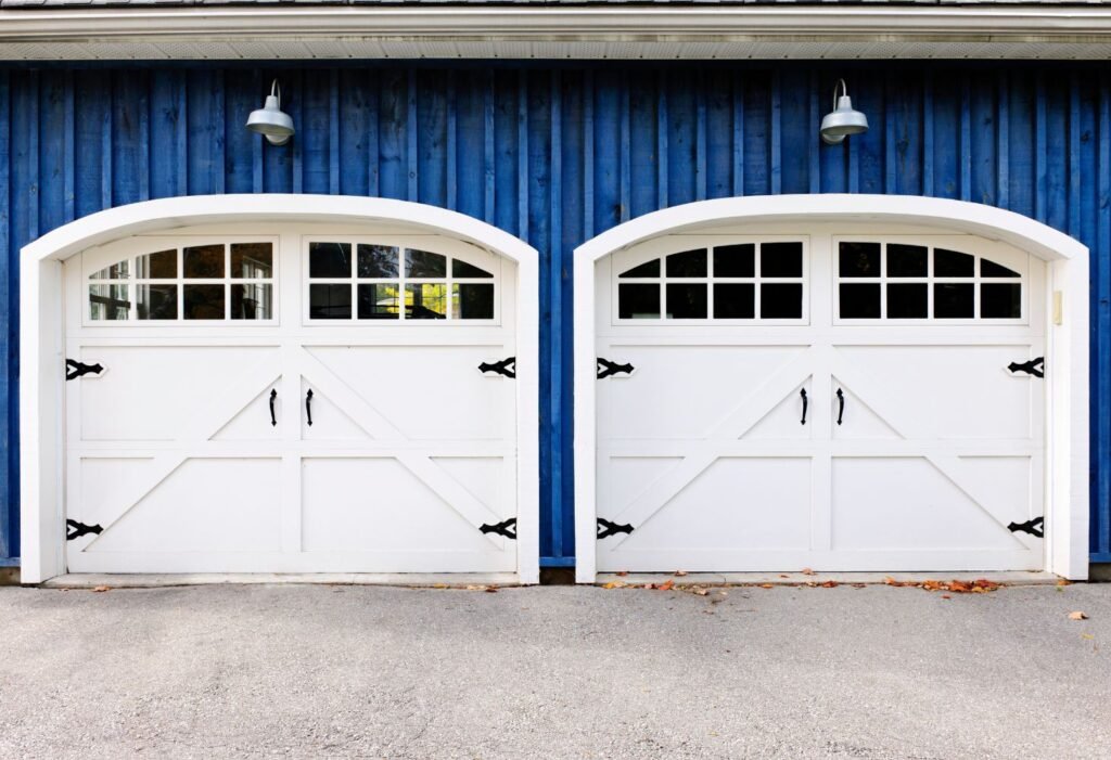 old school garage door with openable screens